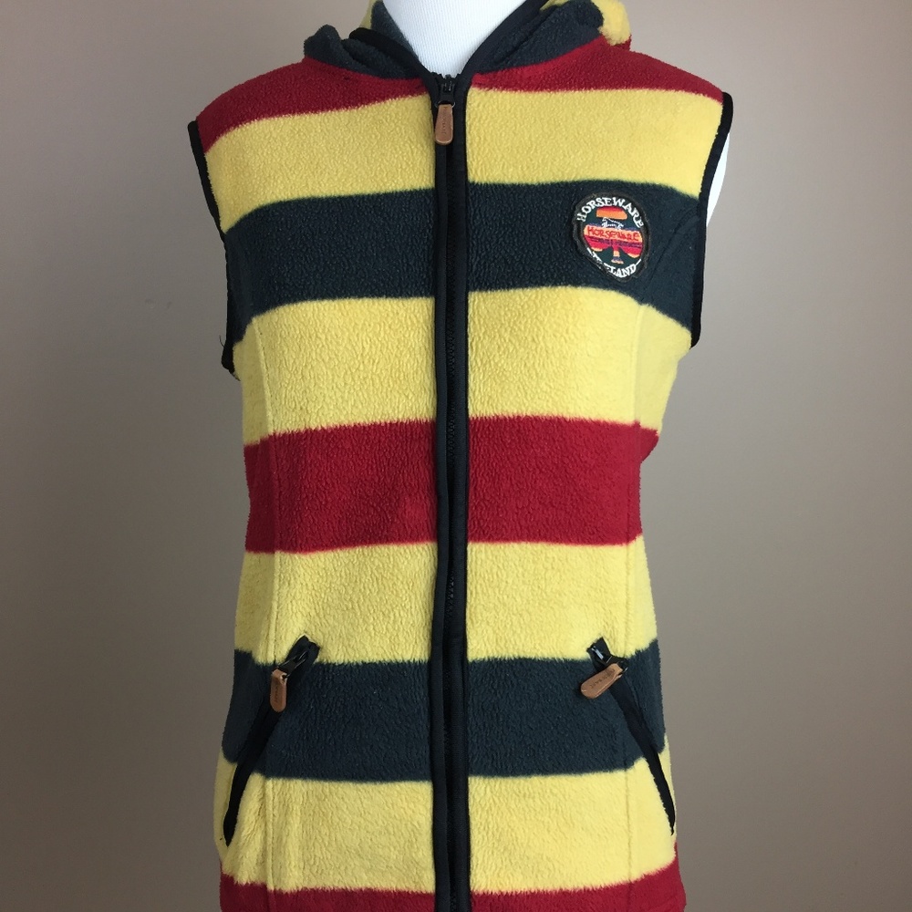 Horsewear Ireland Yellow Blue Striped Hooded Vest